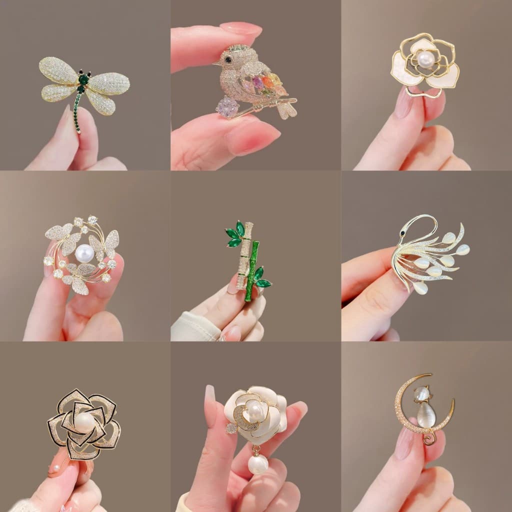 Broche/40 Estilos de Lenço de Caboça/Lindo Pérola Borboleta Barato/Núcleo de Fêmea