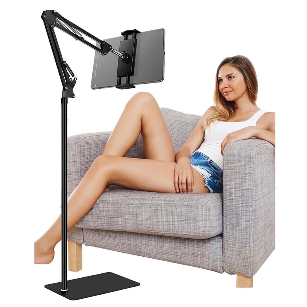 Suporte de chão ajustável mãos-livres, adequado para Tablets de 4 a 12.9 polegadas, iPad e iPhone