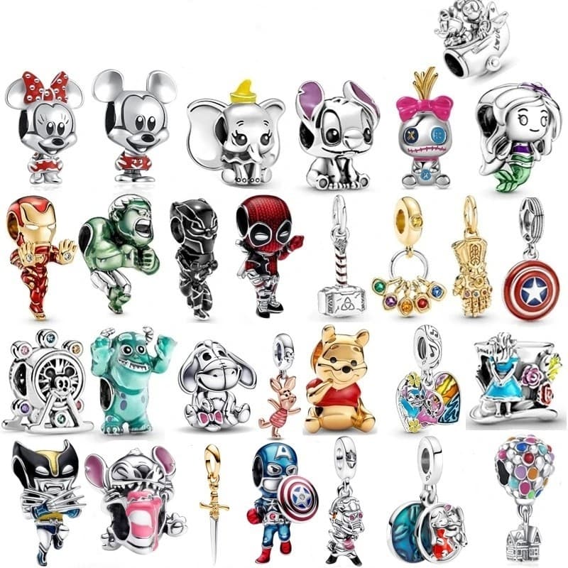 Berloques 925 De Prata Aranha Super Homem Charme Fit Bijuteria DIY Marvel Bracelet Jóias Pingentes Femininas