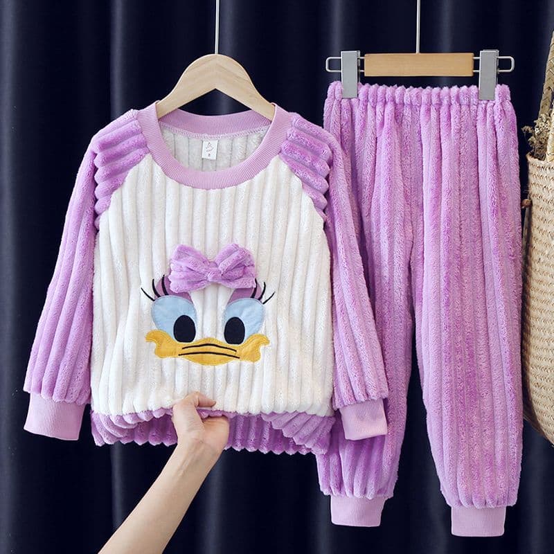 2025 Outono Inverno Crianças Conjunto De Pijama Dos Desenhos Animados Margarida Mickey Mouse Menino Meninas Quente Manga