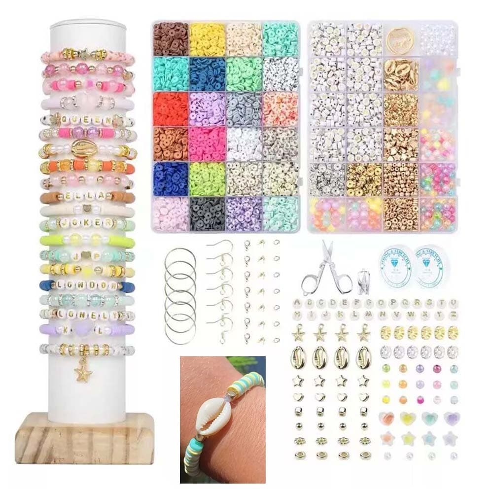 4800 Kit Fazer Pulseira Colar Brincos Micangas Bolinhas Coloridas Presente Criativo Crianças Montar Bijuterias 24 cores