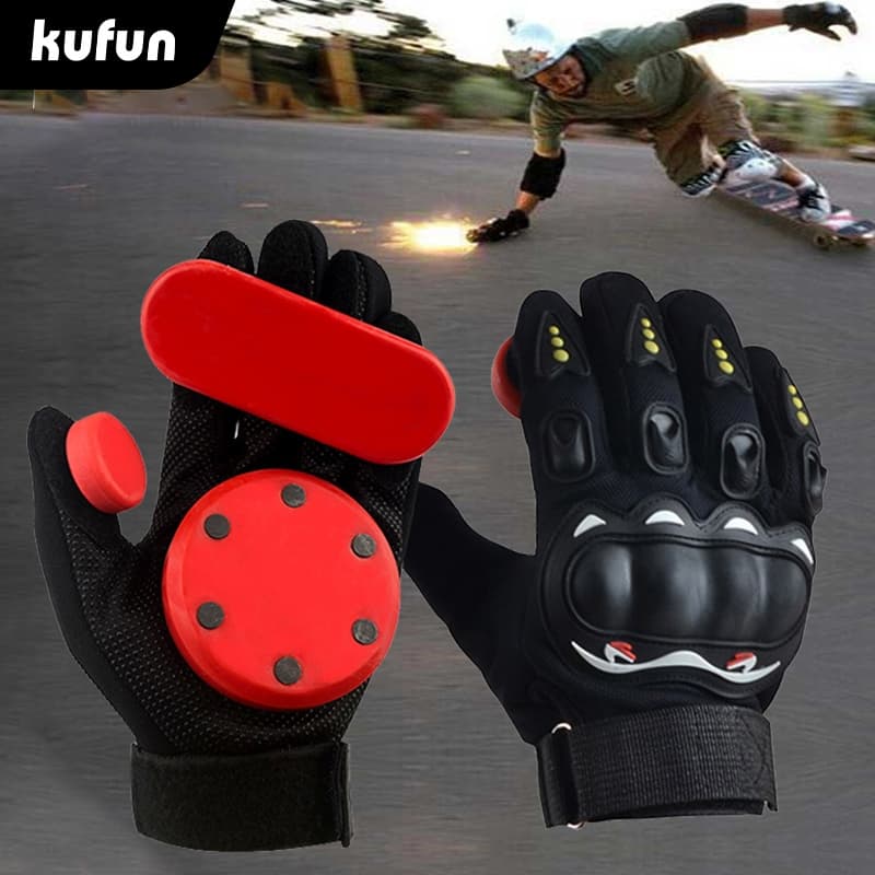 KUFUN Luvas De Skate Downhill Slide Fogo Pedra Flint Faíscas Longboard Com Controle Deslizante