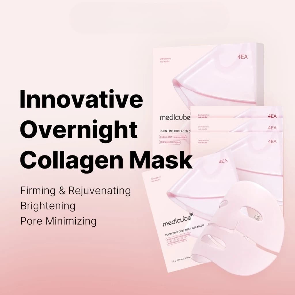 Máscara De Colágeno Rosa Medicube PDRN (4ea) Antienvelhecimento Minimizador Hidratante Rea