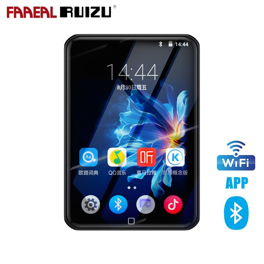FAAEAL RUIZU D60 Music Video Player 16G Suporte WiFi Cartão SD App Download Som Sem Perdas Bluetooth MP3 Com Sistema And
