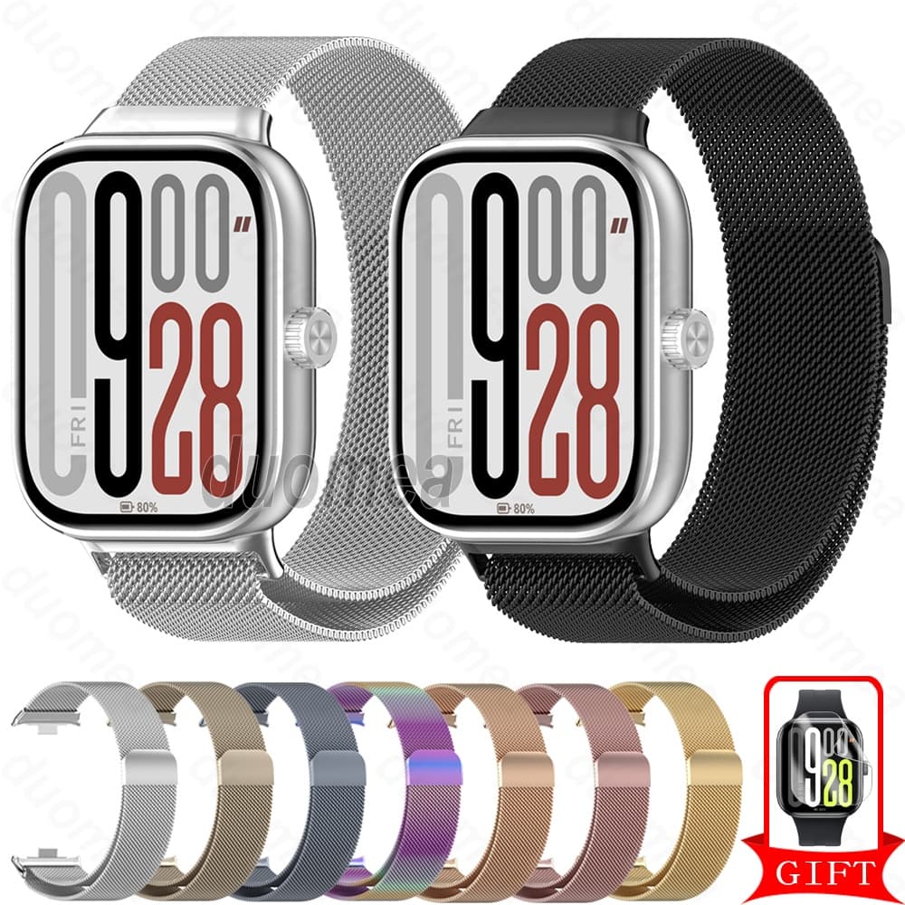 Pulseira De Aço Inoxidável Metal Acessórios Para Redmi Watch 5 4 3 Active Lite / Xiaomi Smart Band 9 8 Pro