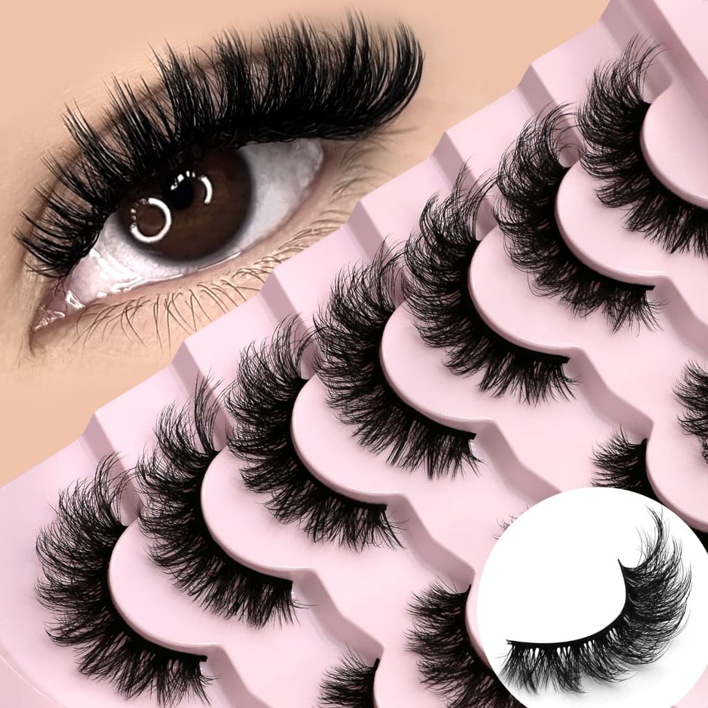 Cílios De Olho De Gato 3D 7 Pares De Dramáticos 100 % Feitos À Mão E Sem Crueldade Volume Fofos