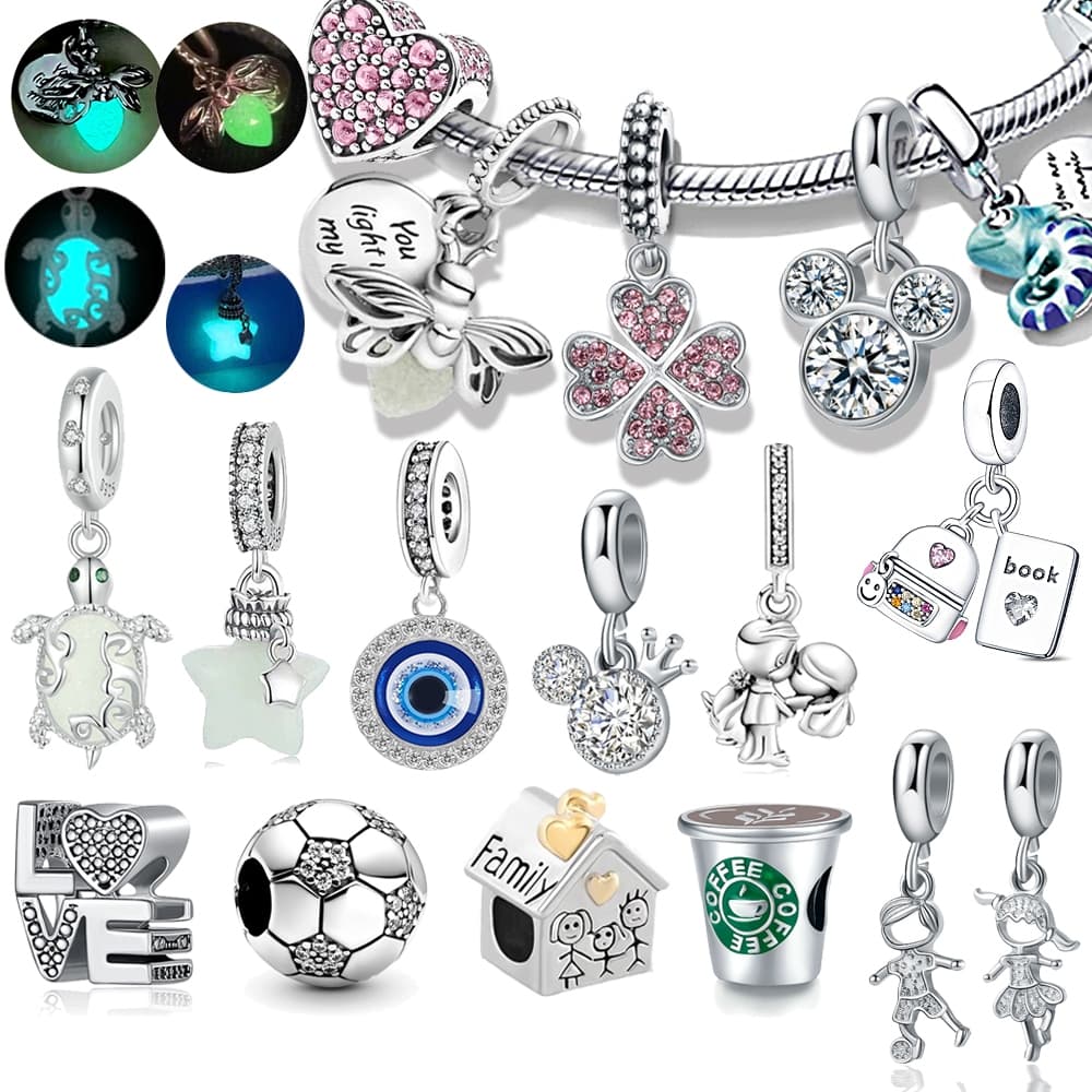 Bijuteria Berloque Firefly Azul Charme De Prata 925 Pulseira Vagalum Amuletos jóias cão pingente balão avião charme caf