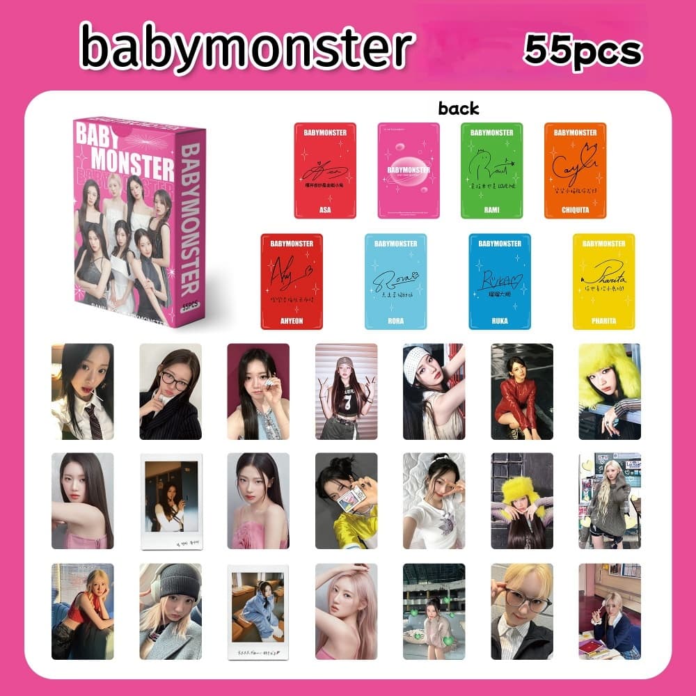 30-55pcs BM Hello Monsters Cartões Lomo Holográficos Gotejamento BABYMONS7ER Holograma Photocards MONSTIEZ AHYEON ASA CH