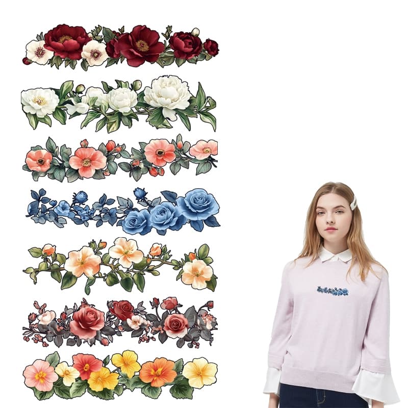 7 Pçs Flores Transferência De Calor Vinil Fácil De Cortar Imprensa Térmica Appliqued Parches Ropa Roupas Adesivos Diy Ca