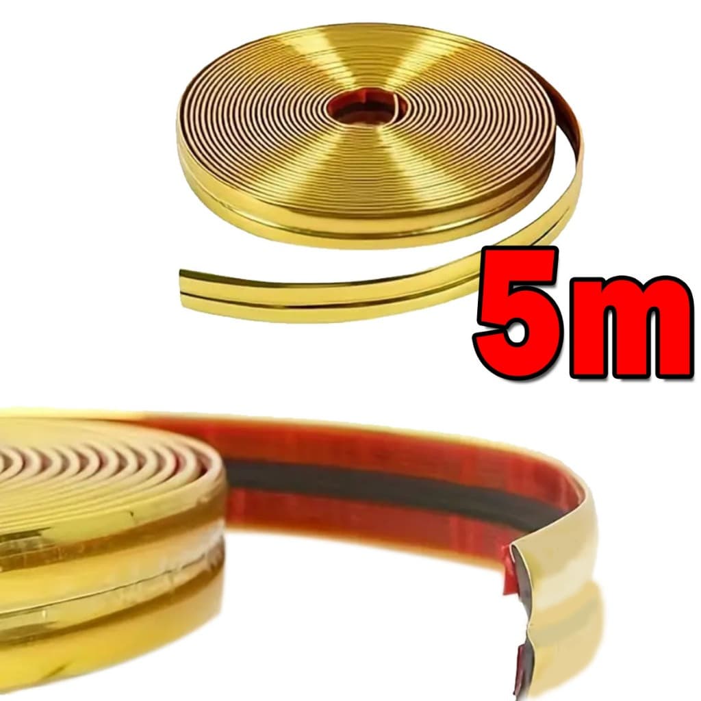 Fita metalizada para decoracao de Pvc 6mm/12mm/15mm/20mm/27mm Com Dupla face com 5 Metros