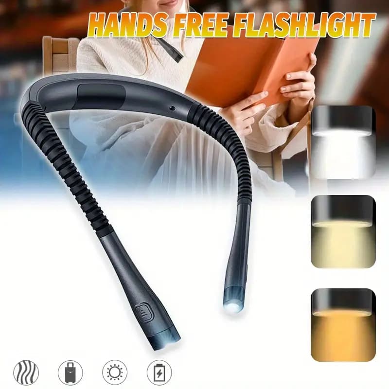 Lanterna Flexível Pescoço Lâmpada Luz Leitura USB Recarregável Portátil