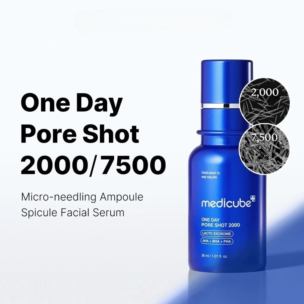 Medicube Zero One Day Pore Exosome Shot 2000/7500PPM Ampola 30ml Soro Apertador De Poros Azul