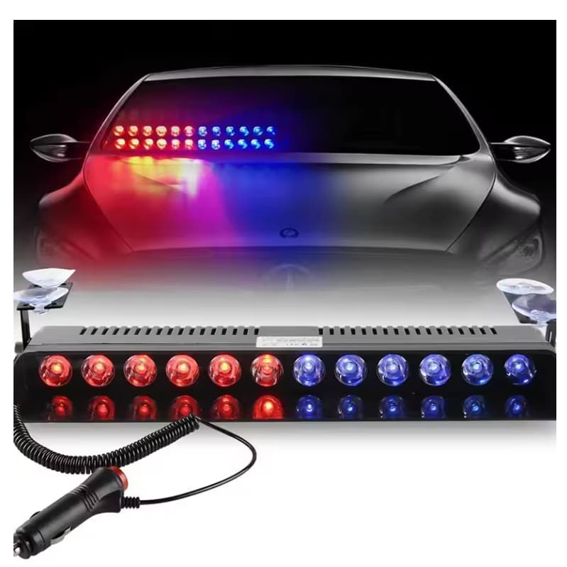 12 LED Luz Estroboscópica Do Carro Flash Sinal De Aviso Farol Polícia Bombeiro Emergência Pára-Brisa Reboque Indicadores
