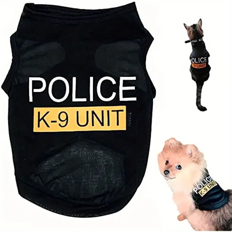 ​​Colete Uniforme Policial Infantil para Cães - Fantasia de Tecido Anti-Derrapante Verão 2024 - Kumopet