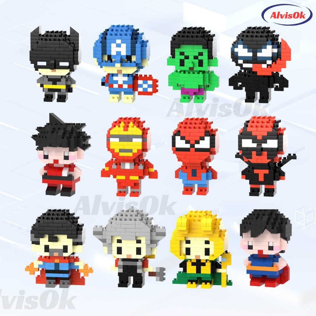 Marvel Bonecos Mini Blocos Super Heróis Vingadores Colecionável