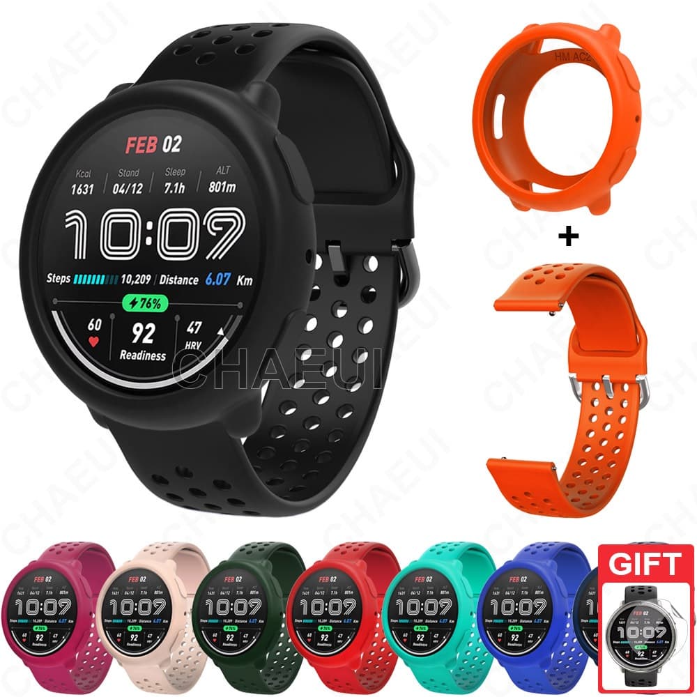 Pulseira De Silicone Com Acessórios De Moldura De Caixa Para Amazfit Active 2