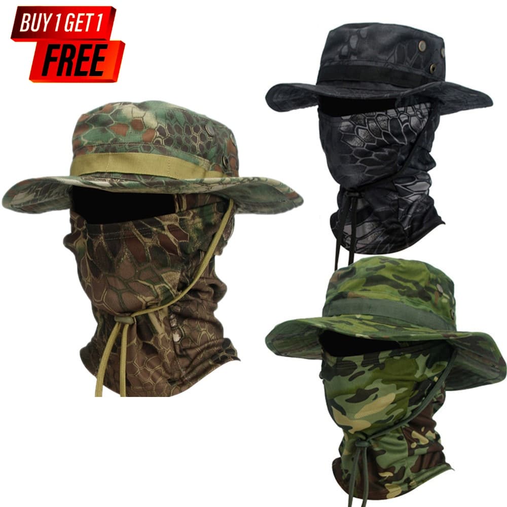 Compre 1 Leve 1 Pescador Caça Ao Ar Livre Pesca Chapéu Largo Protetor Solar Bonés Boonie Balaclava Terno Dobrável Macio 