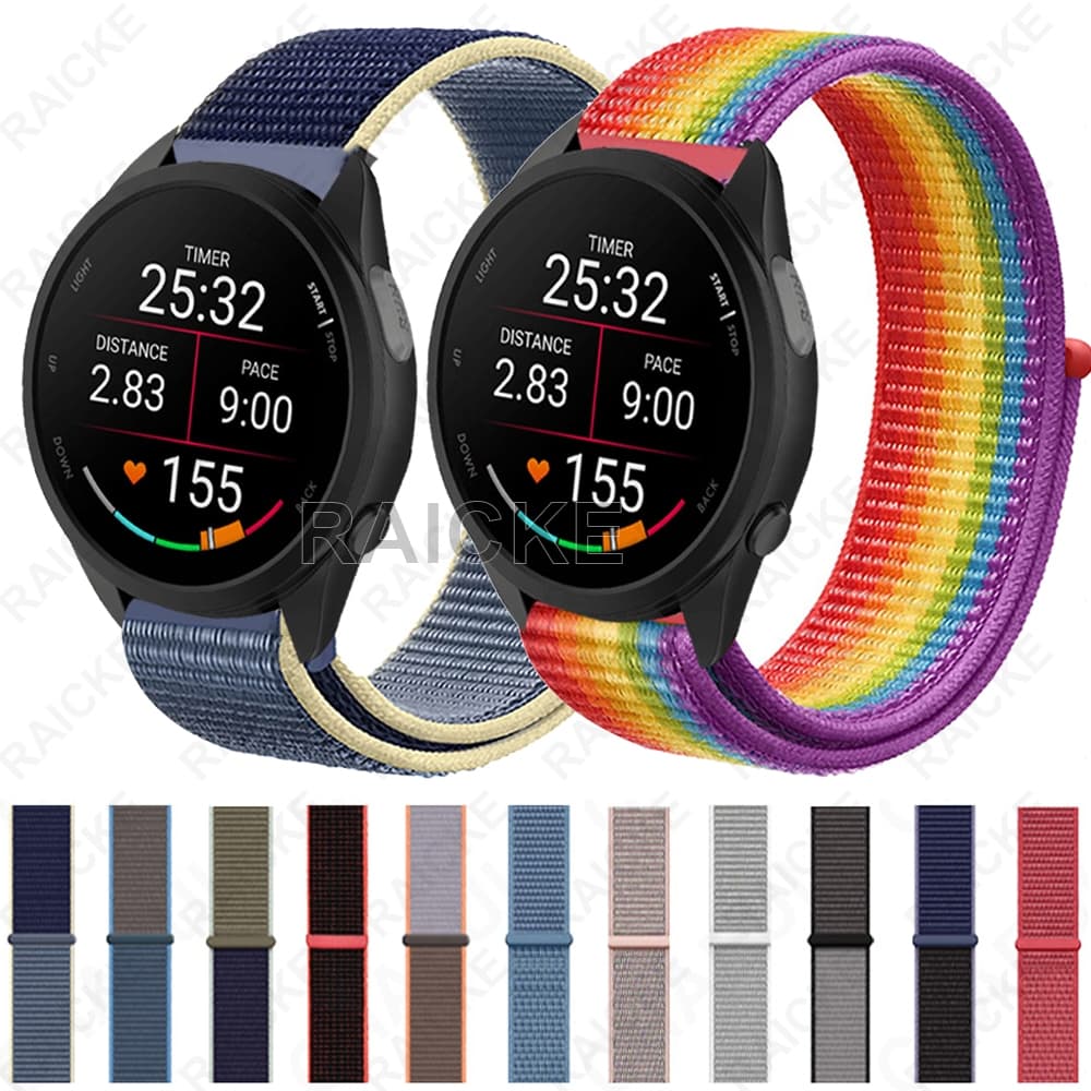 Pulseira de relógio de nylon para Garmin Vivoactive 5/Vivocactive 6/Forerunner 55/165/245/645/158/168 music/Approach S50