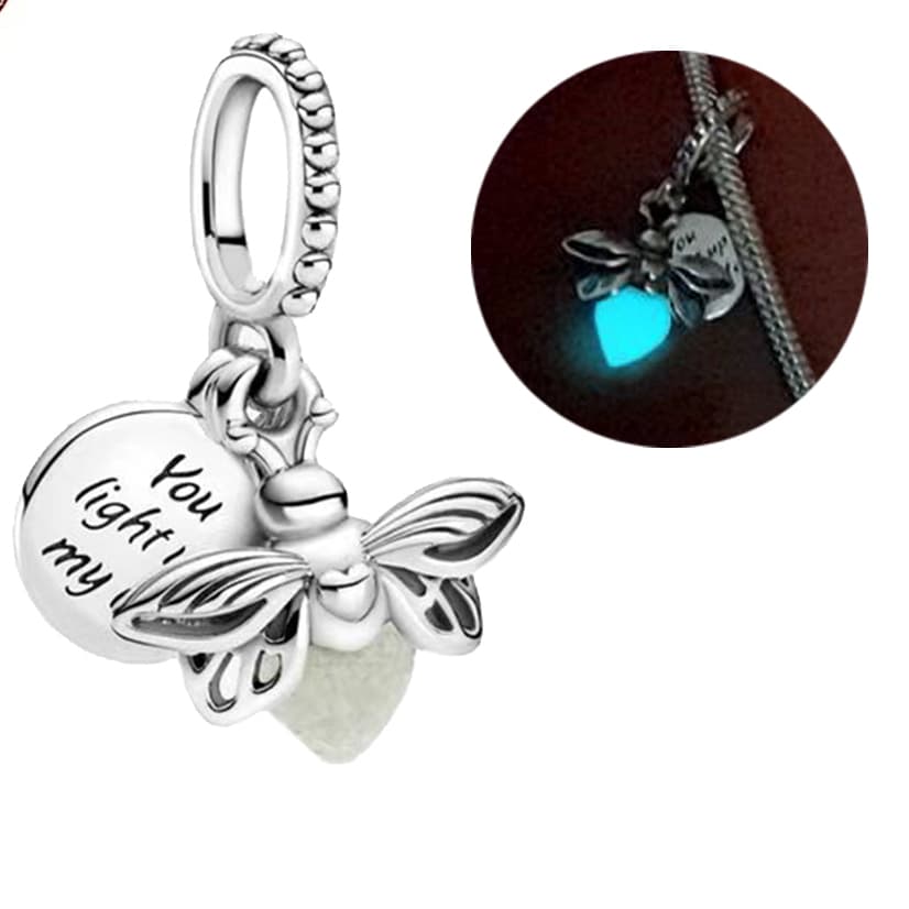 Pingente Vagalume Luminescente em Prata S925 (Acessório para Pulseira ou Colar - Brilho no Escuro)