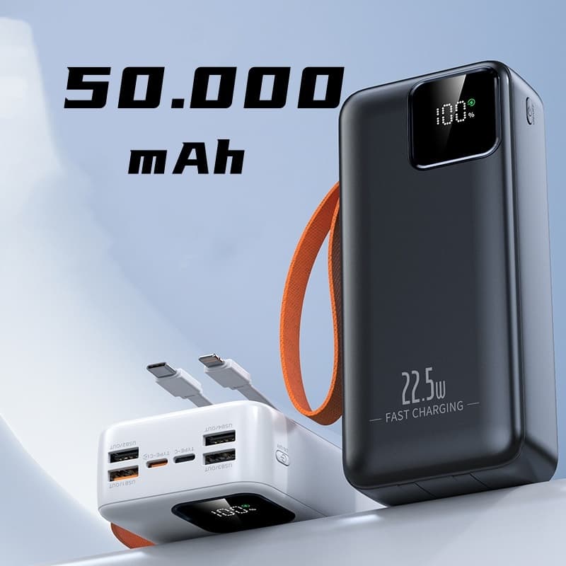 Carregador Portátil Bateria 10000/20000/30000/50000mah Power Bank Turbo 22.5W PD carregamento ultrarrápido