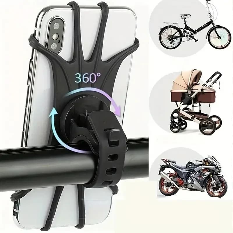 360 ° Suporte Giratório Para Celular , Motocicleta , Antiderrapante , Elástico , Silicone , Guidão De Seguro , À Prova D