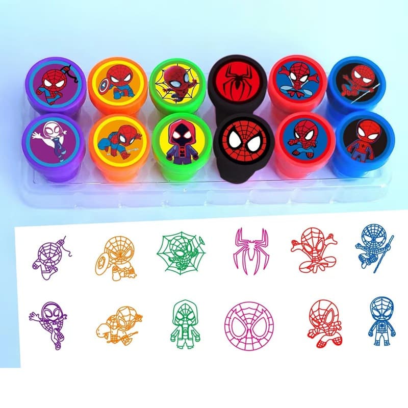 12 Selos De Super-Heróis Do Homem-Aranha , Presentes De Aniversário Para Crianças , Desenhos Animados Natal Meninos , De