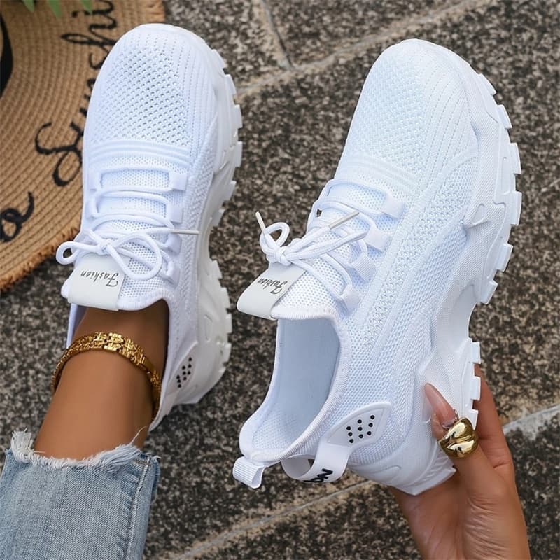 Tênis De Malha Respirável Feminino Leve E Confortável Corrida Com Sola Macia De Cano Baixo