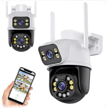 Camera Externa Ip a Prova D'água Wifi Dupla 2 Em 1 com Visao Noturna C/ Infravermelho monitor-G1