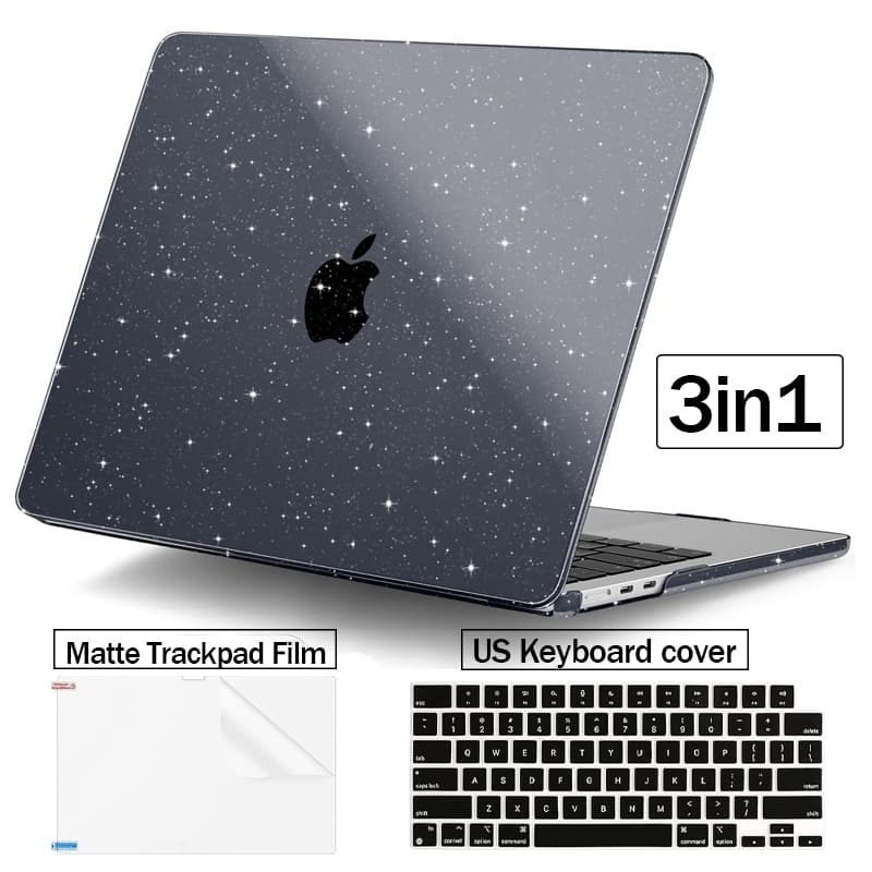 Capa Glitter 3 Em 1 Compatível Com macbook Air M4 M3 M2 A3240 A2681 2023 Pro14 A3401 A2779 Rígida Transparente Para/Pro