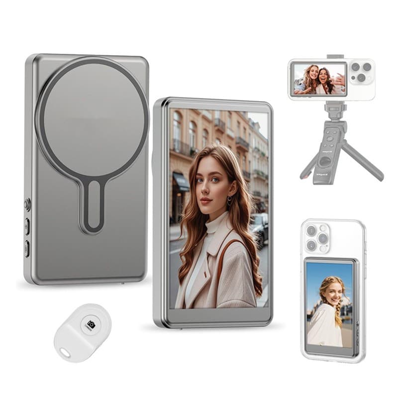 Telefone Vlog Selfie Monitor Tela Montagem Magnética Para Câmera Traseira iPhone E Android Transmissão Ao Vivo