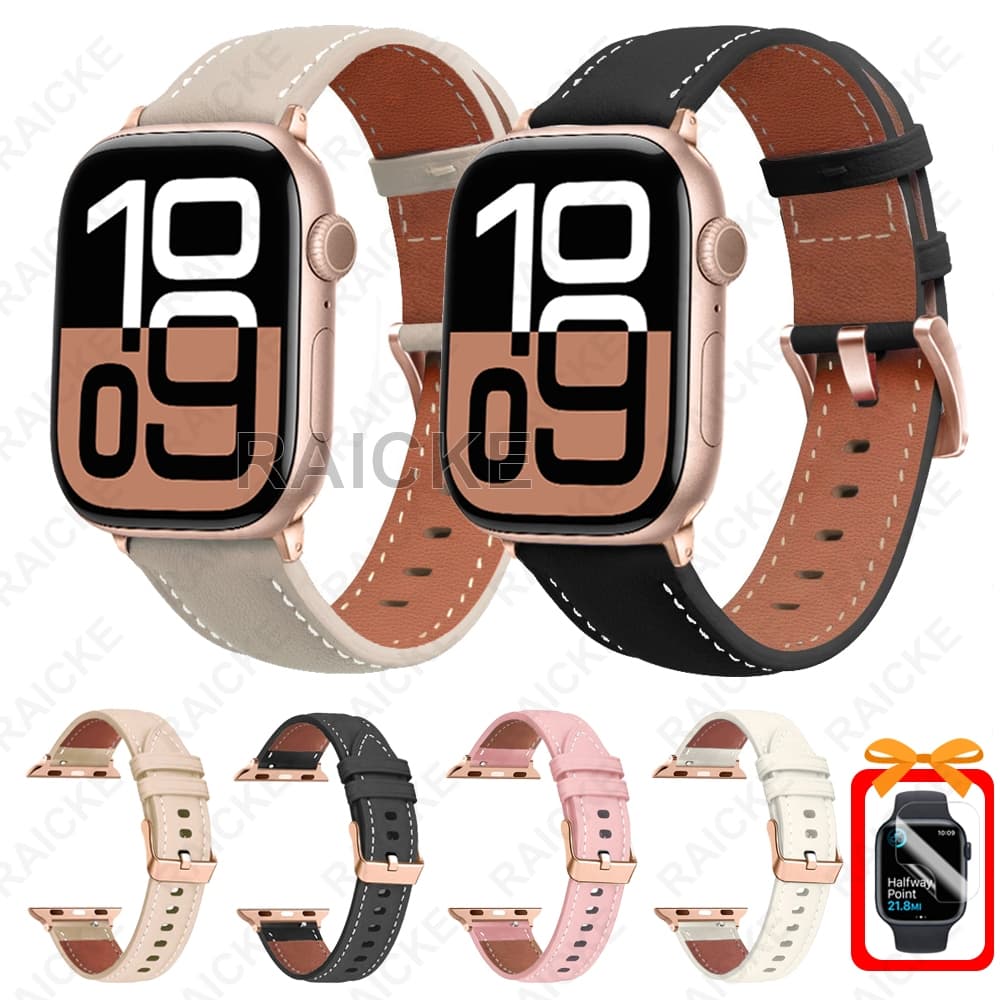 Pulseira De Substituição De Couro Macio Para iWatch Série 11/10/9/8/7/6/5/4/3/SE Ultra 2 49mm 46mm 44mm 45mm 41 42 40 38