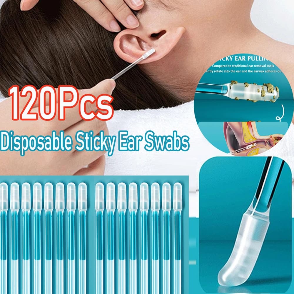 120 Peças Cotonetes De Ouvido Pegajosos Descartáveis De Silicone Macio Escolha Limpador Reutilizável Ferramenta De Remoç