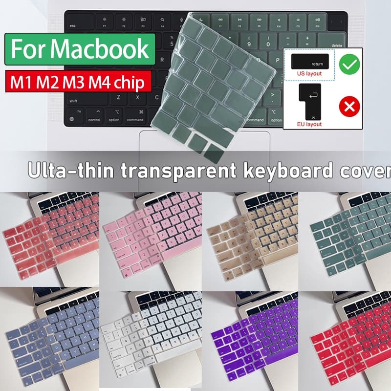 Filme de teclado de silicone ultra fino adequado para Macbook Air M4 M3 M2 A3240 A2681 Pro 13/14/16 M1 A2338 A2442 A2485