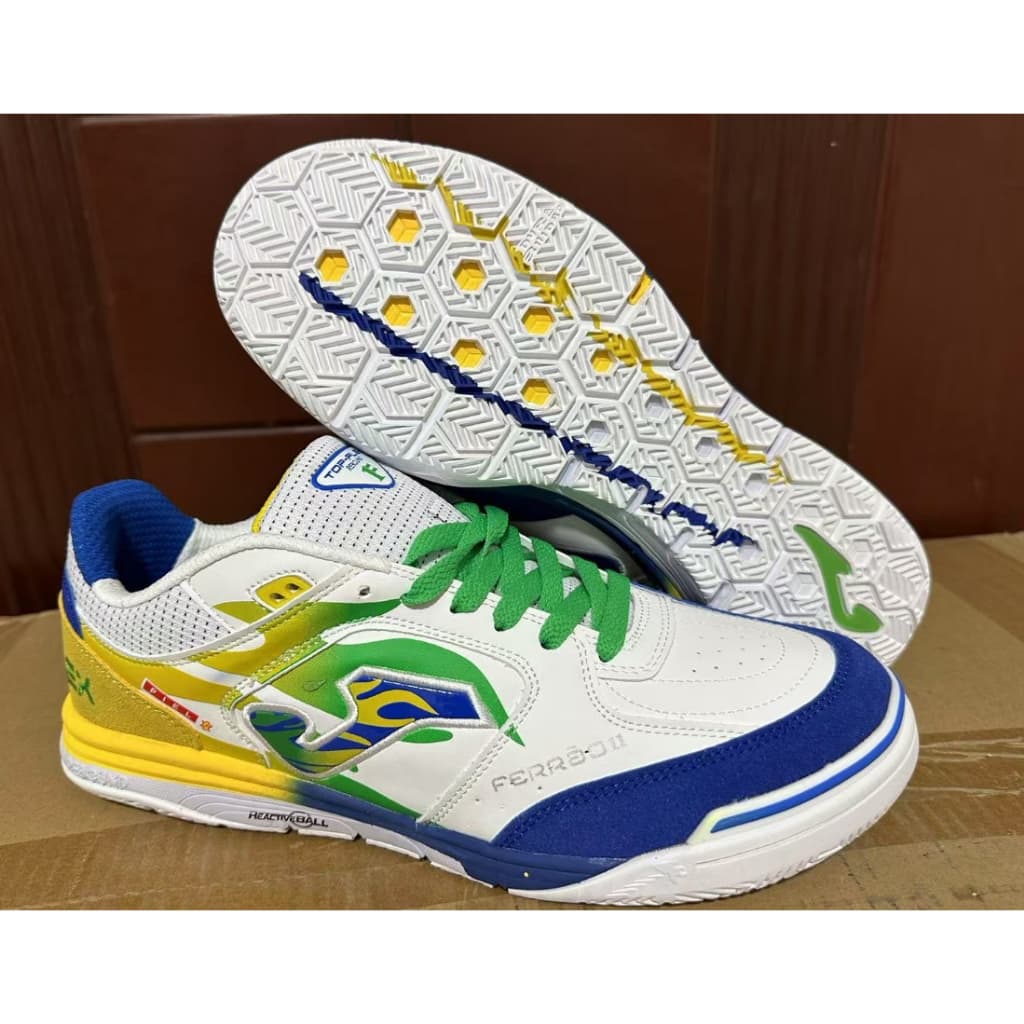 Chuteiras de Futsal Masculinas Top Flex IC Chuteiras de Futebol Tênis de Interior Branco Preto Azul