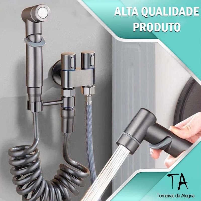 Kit Ducha Higiênica 304 válvula dupla 1/2 saída para banheiro e cozinha