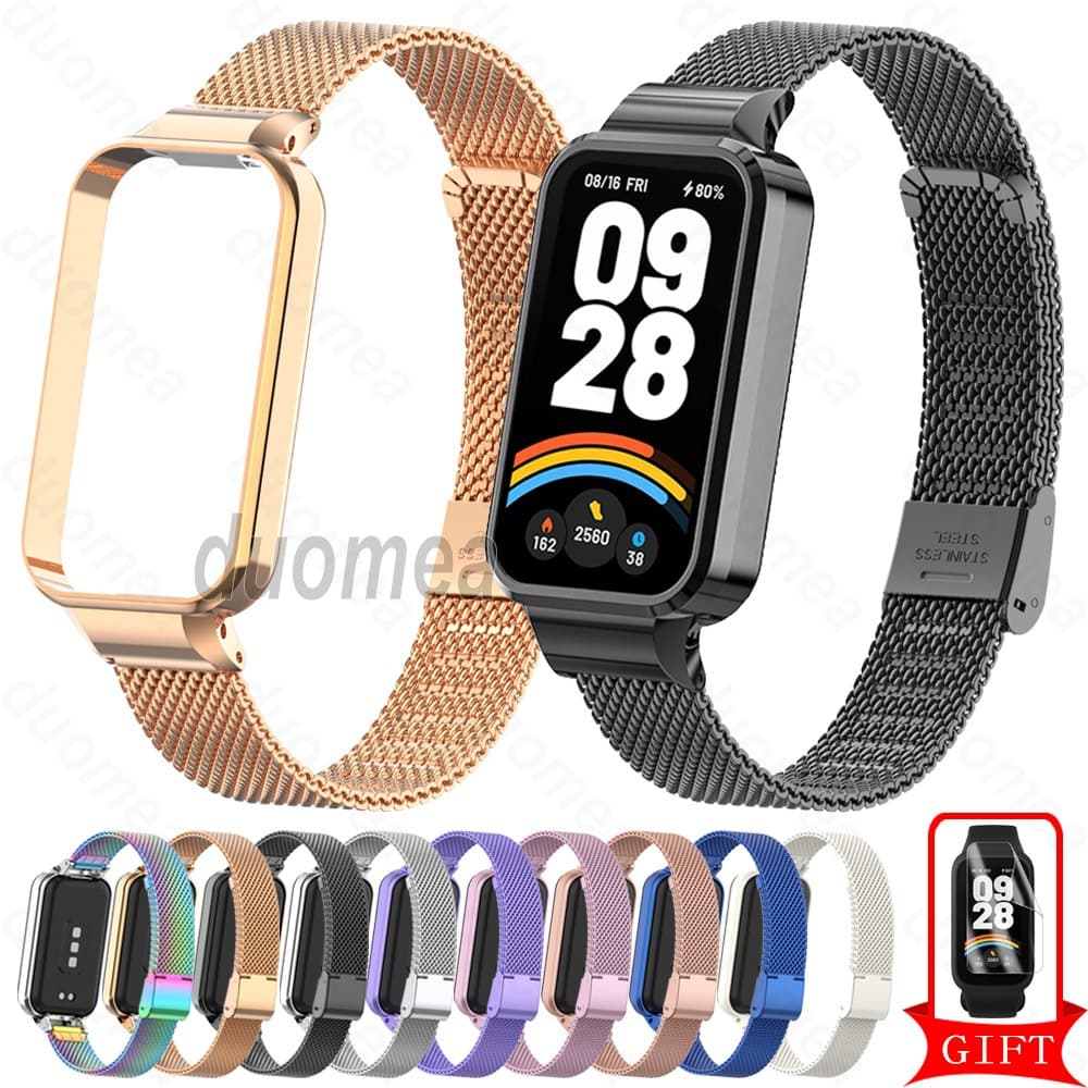 Pulseira De Aço Inoxidável , Acessórios De Metal Para Xiaomi Smart Band 9 8 Active / Redmi Smart Band 2 3
