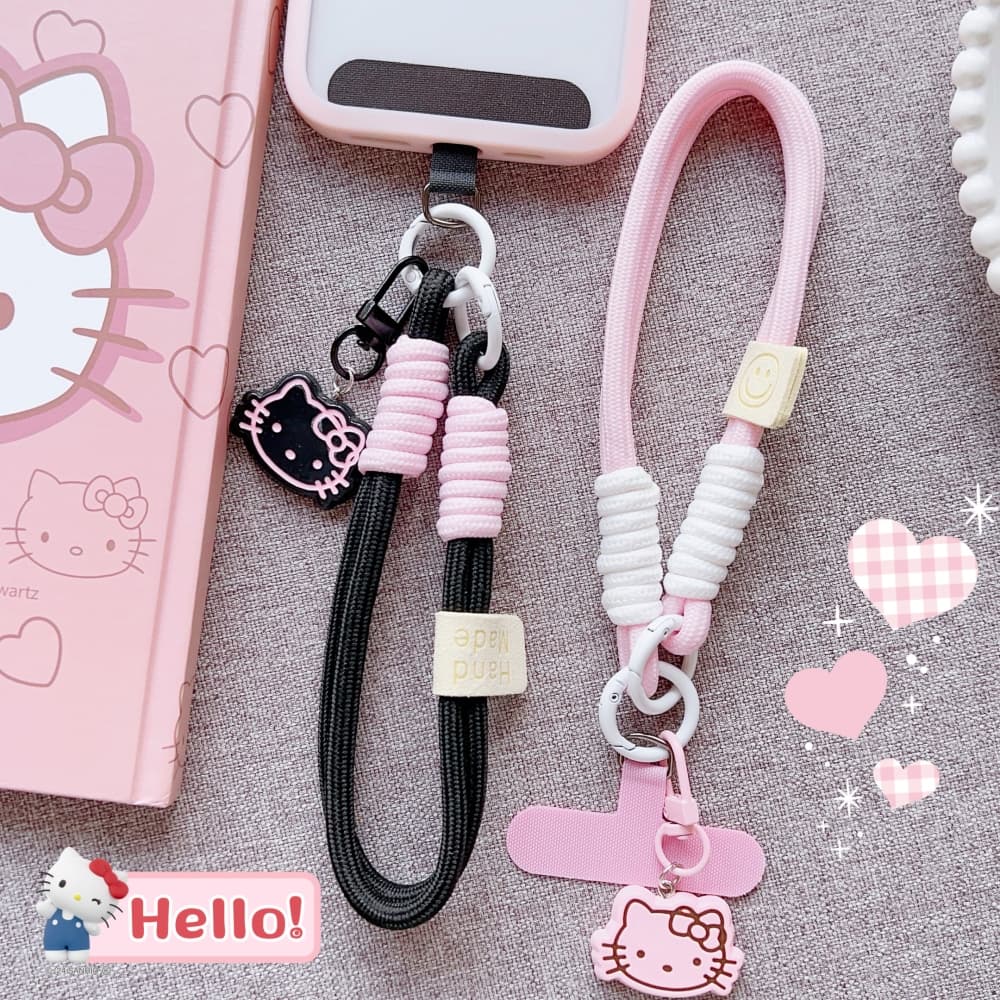 Sanrio Hello Kitty Alça De Telefone Móvel Pulso Curta Charme Chaveiro Câmera Corrente Cordão Universal Caso Do