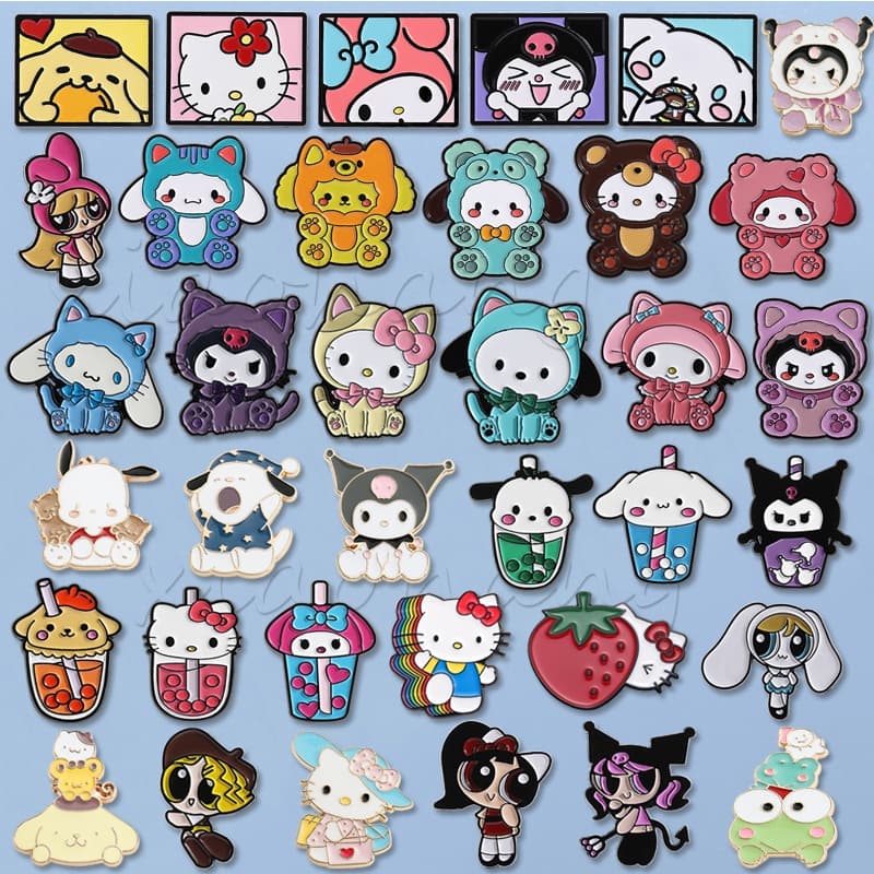 Anime Sanrio Esmalte Pin Cartoon Kuromi Mymelody HelloKitty Broche Lapela Emblemas Acessórios Presente Para Crianças
