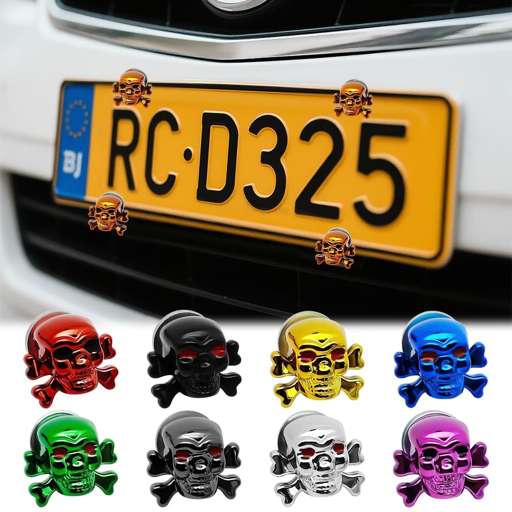 2/4 Peças Parafuso De Placa De Carro Estilo Caveira Para Carros Motocicleta Fixo Universal