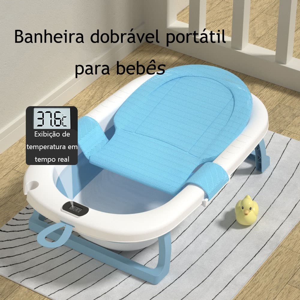 JOYA KID Banheira de Bebe Infantil 45L Dobrável Retrátil Em Silicone Bacia Banheira Com Suporte