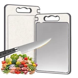 Tábua de Corte Dupla Face Premium de Titânio - Aço Inox de Grau Alimentício para Cozinha e  BONS