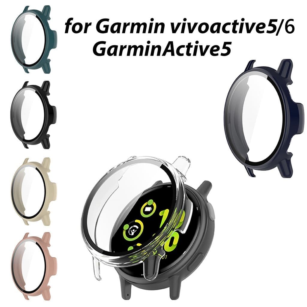 Vidro Temperado + Capa Para Garmin Vivoactive 5 6 Active 5 Protetor De Tela Completo Duro PC Pára-Choques SmartWatch Ant