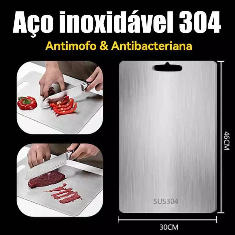 Tábua de corte profissional em aço inoxidável 304, multifuncional, antimofo e antibacteriano, ferramenta de cozinha