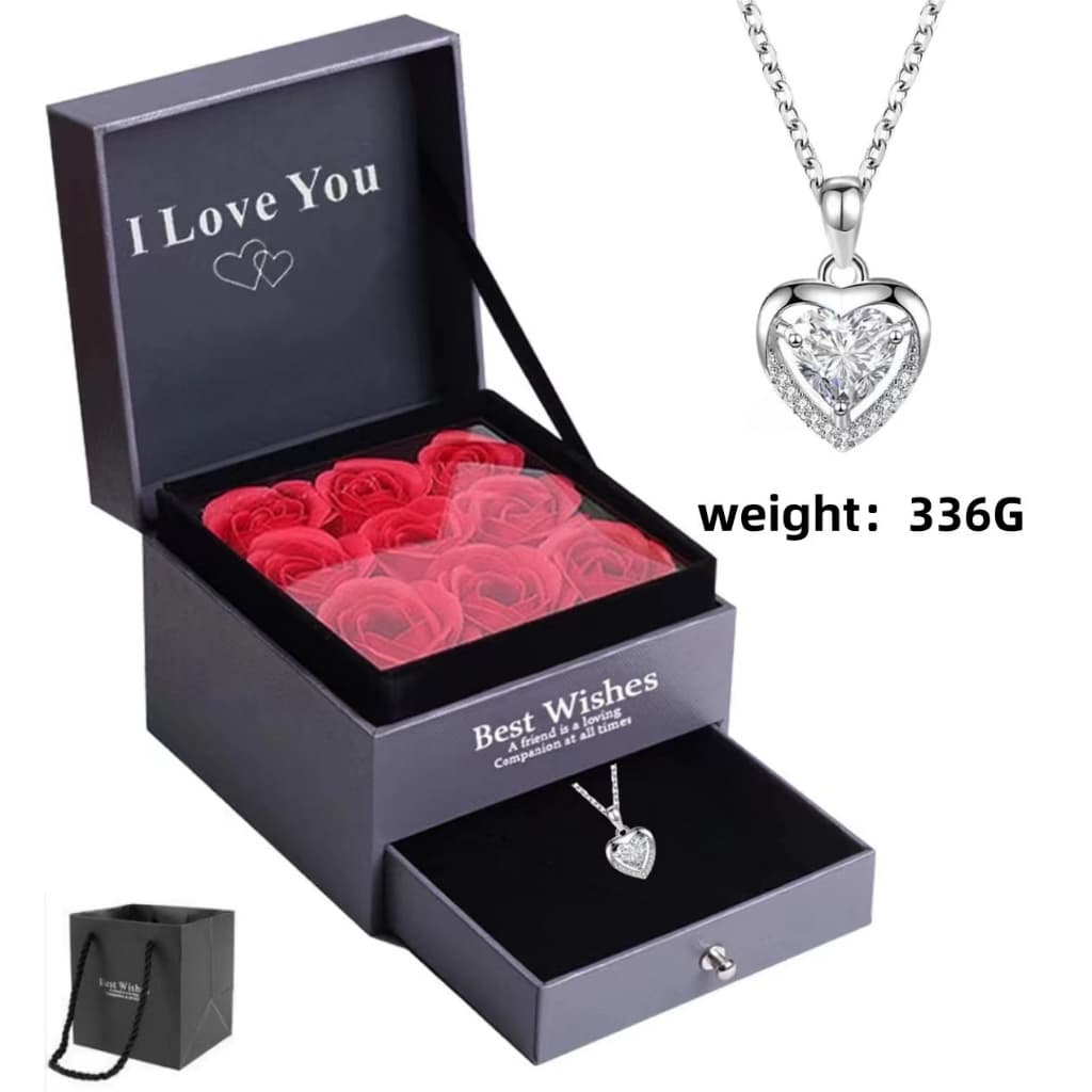 Colar feminino e caixa de presente de rosas para mãe e esposa Dia dos Namorados Dia das Mães