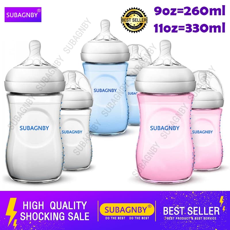 9Oz/11Oz SUBAGNBY Baby Bottle Milk PP Silicone Bottle Nipple BPA Free 1PCS