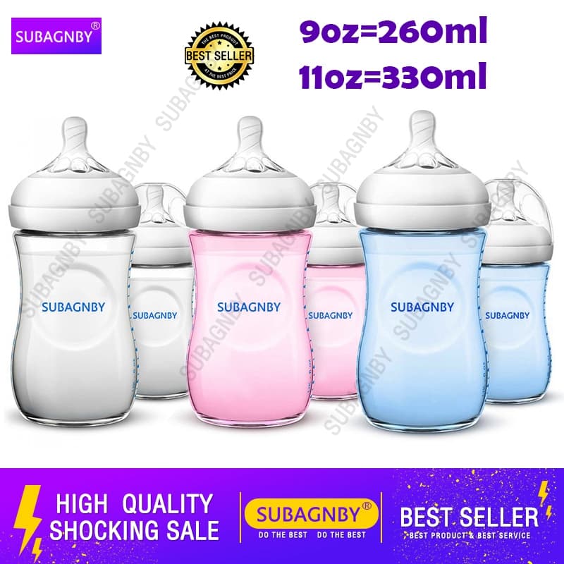 1PCS SUBAGNBY Baby PP Silicone Milk Bottle Wide Caliber Infant Feeding Puting Teat Nipple Pacifier BPA Free 9Oz/11Oz