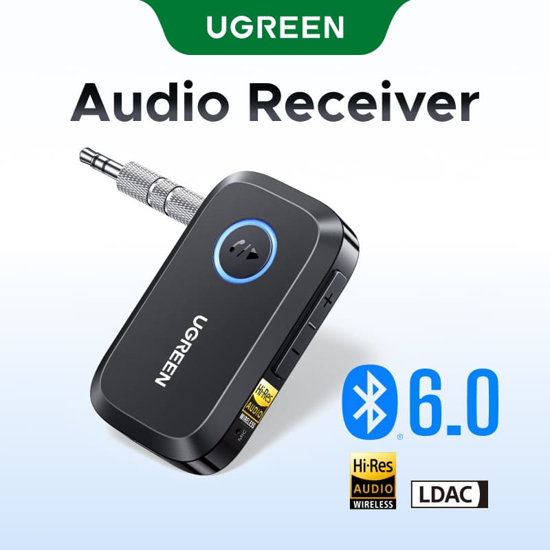 UGREEN LDAC Receptor De Áudio AUX De Bateria Bluetooth 6.0 17H De Alta Resolução Para Alto-Falante De Telefone De Carro