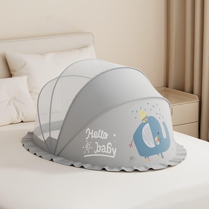 Mosquiteiro Infantil Dobrável Estilo Mongól para Berço - Design Fechado Seguro, 100% Respiravel e Portátil