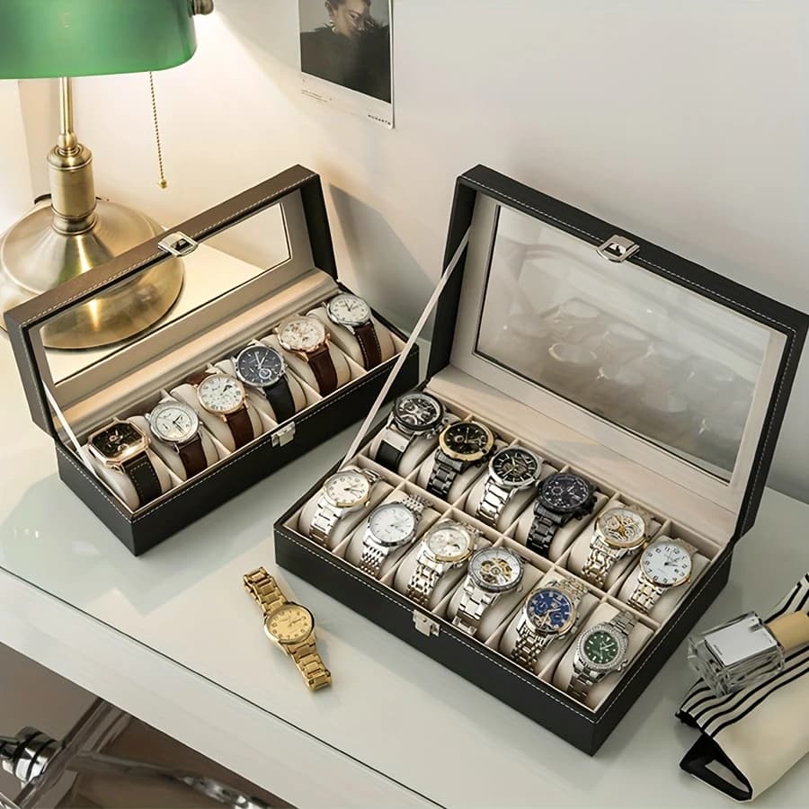 Porta Relógio Total Luxo Estojo Couro Ecológico 12/6 Nichos