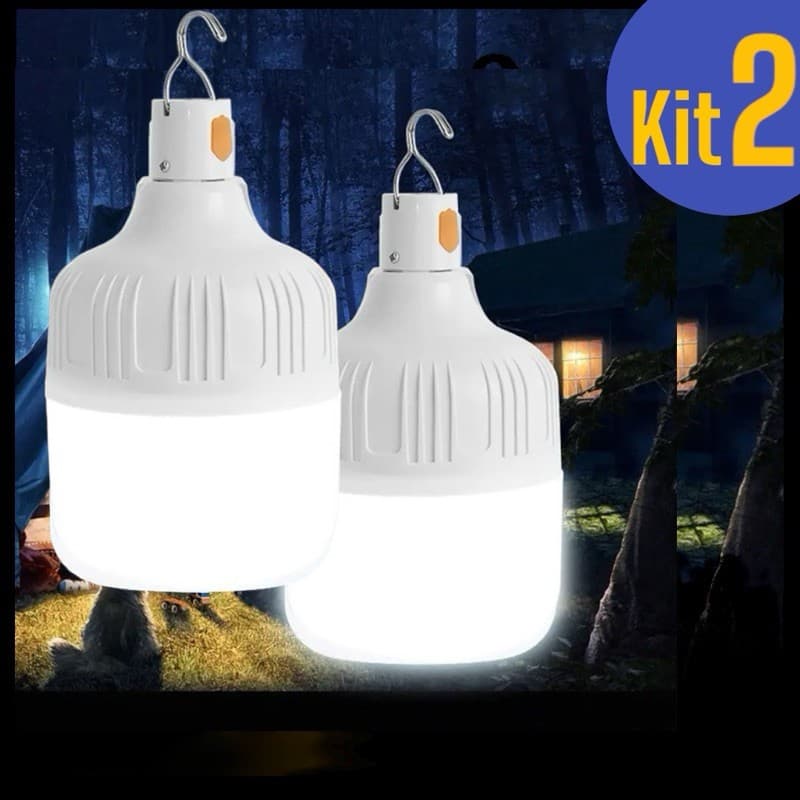 kit 2/4 Lâmpada Led Iluminação Para Acampamento Camping Pescaria Usb Lampião